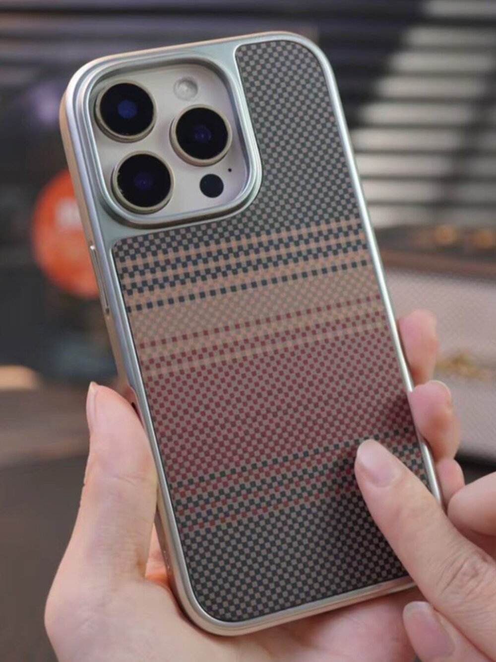 Vintage Plaid Carbon Fiber iPhone Case